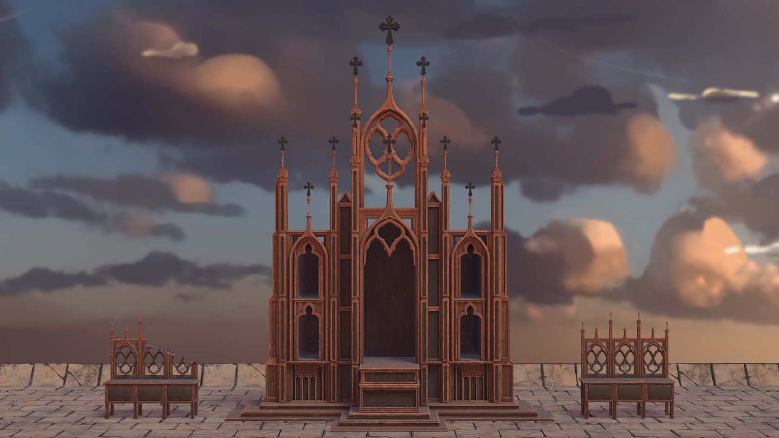 Altar and Pew, blender screengrab