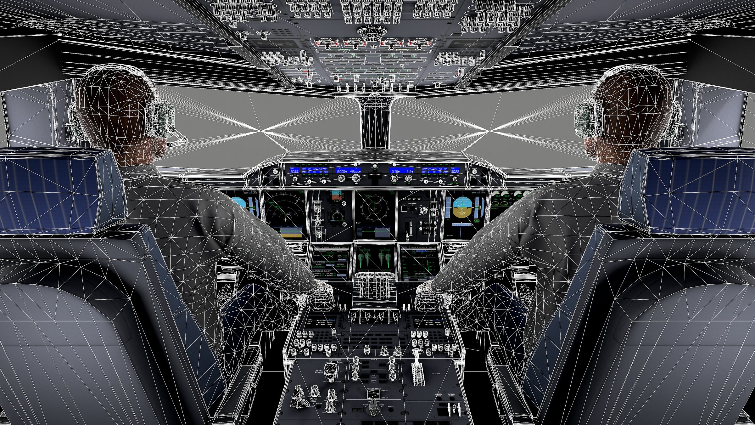 RenderHub Airbus A380 Cockpit Interior with Pilots