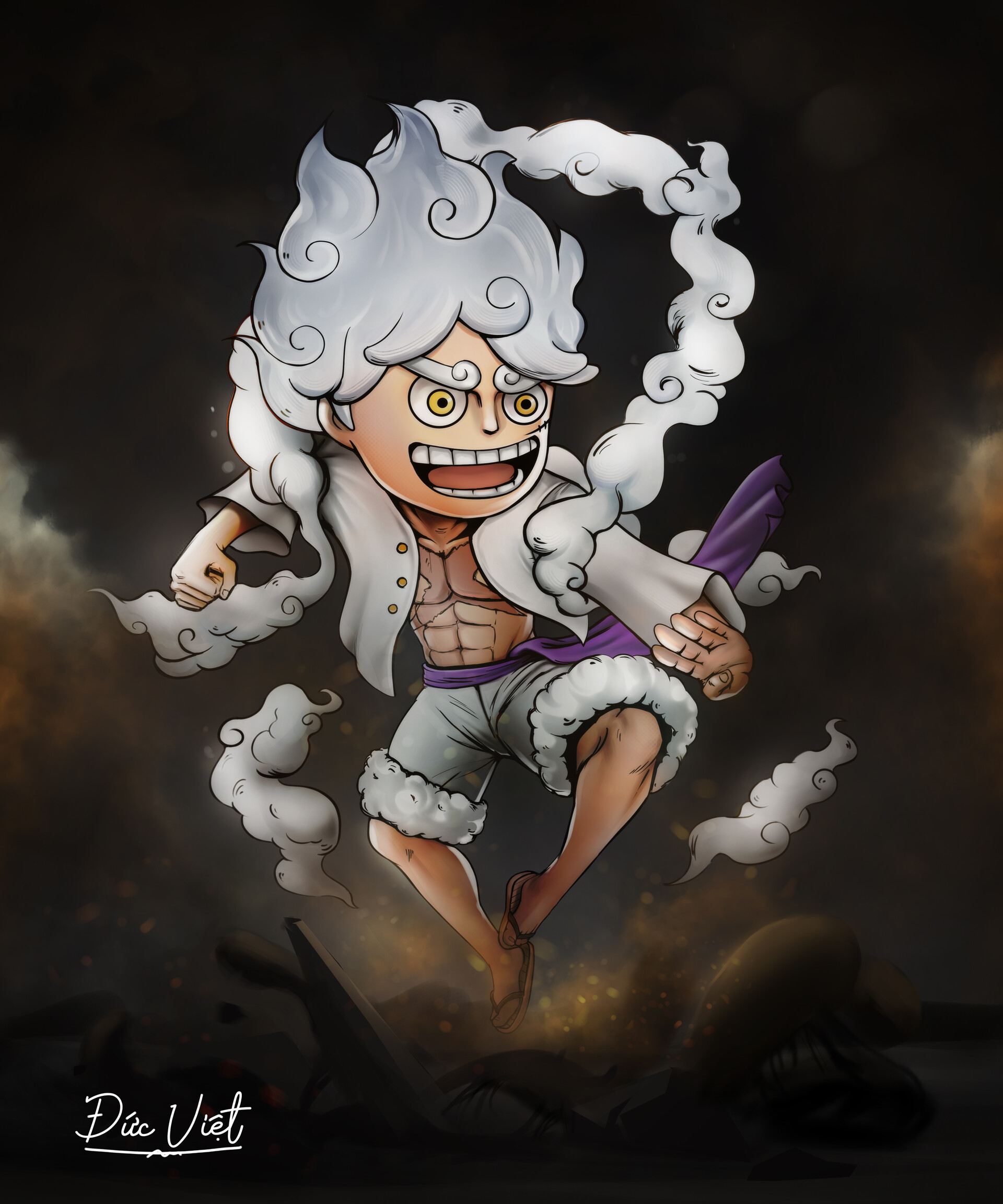 Gear 5 Luffy fanart by me : r/OnePiece