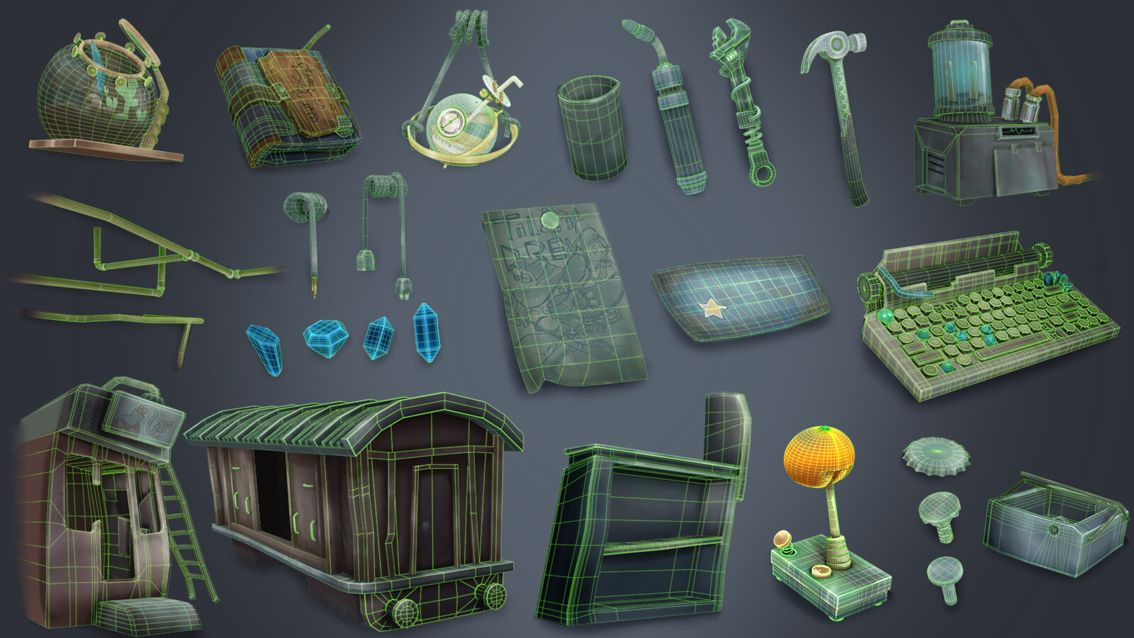 Environment assets wireframe