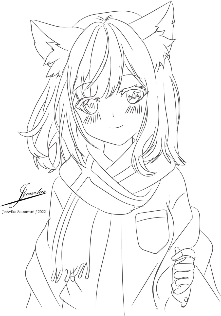Anime Girl Neko Coloring Pages