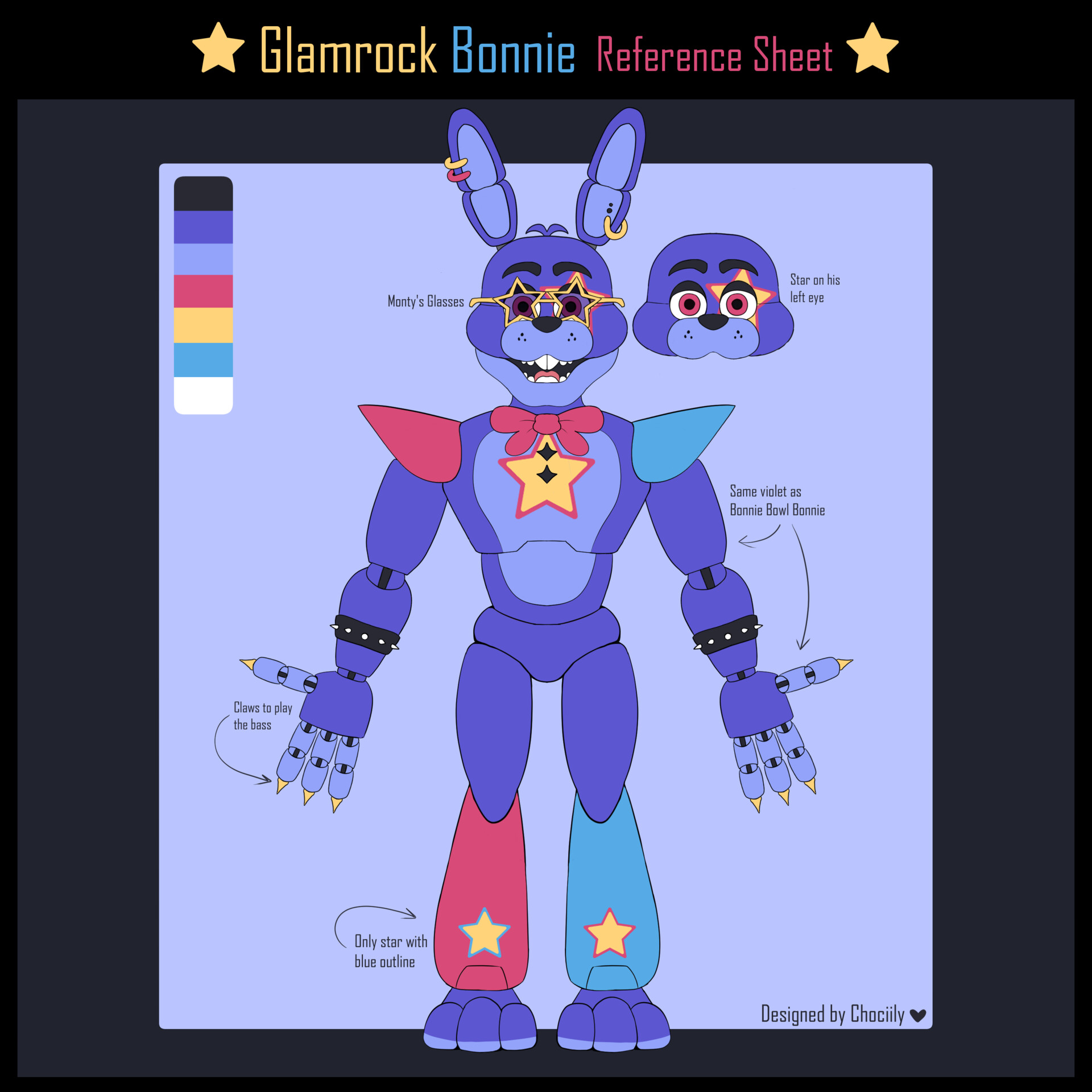 How to draw Glamrock Bonnie (FNaF: Security Breach) 