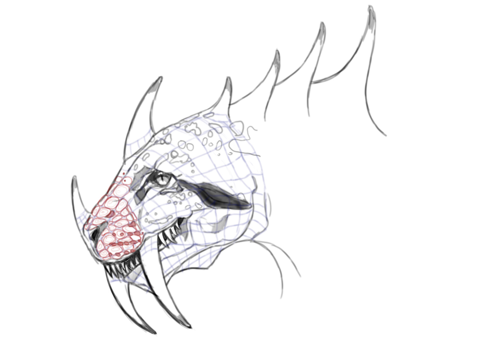 Sketch (a mix of a dinosaur and a panther)