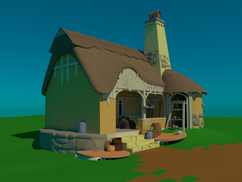 ArtStation - 3d cartoon village house