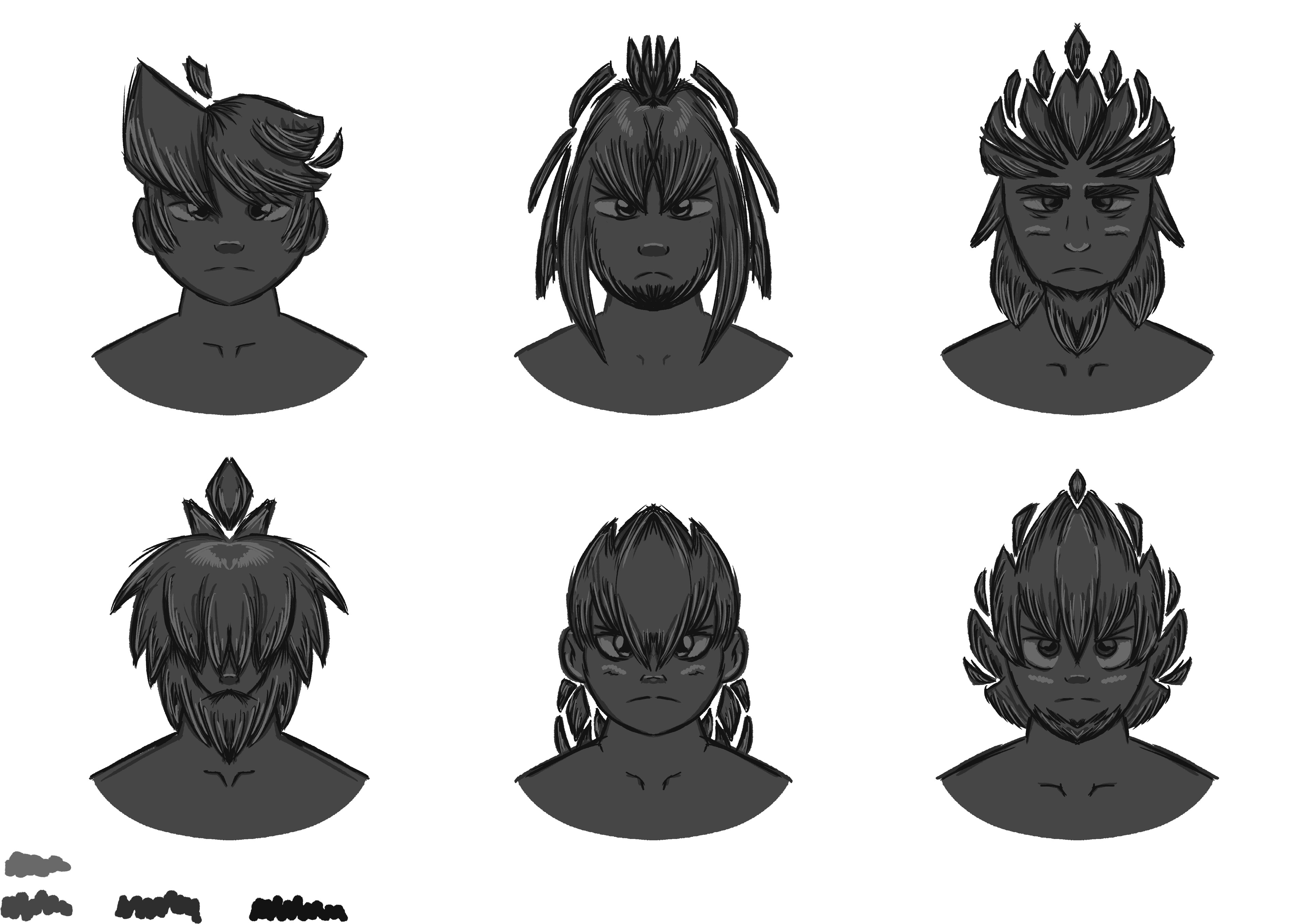 Male Hairstyle silhouettes.