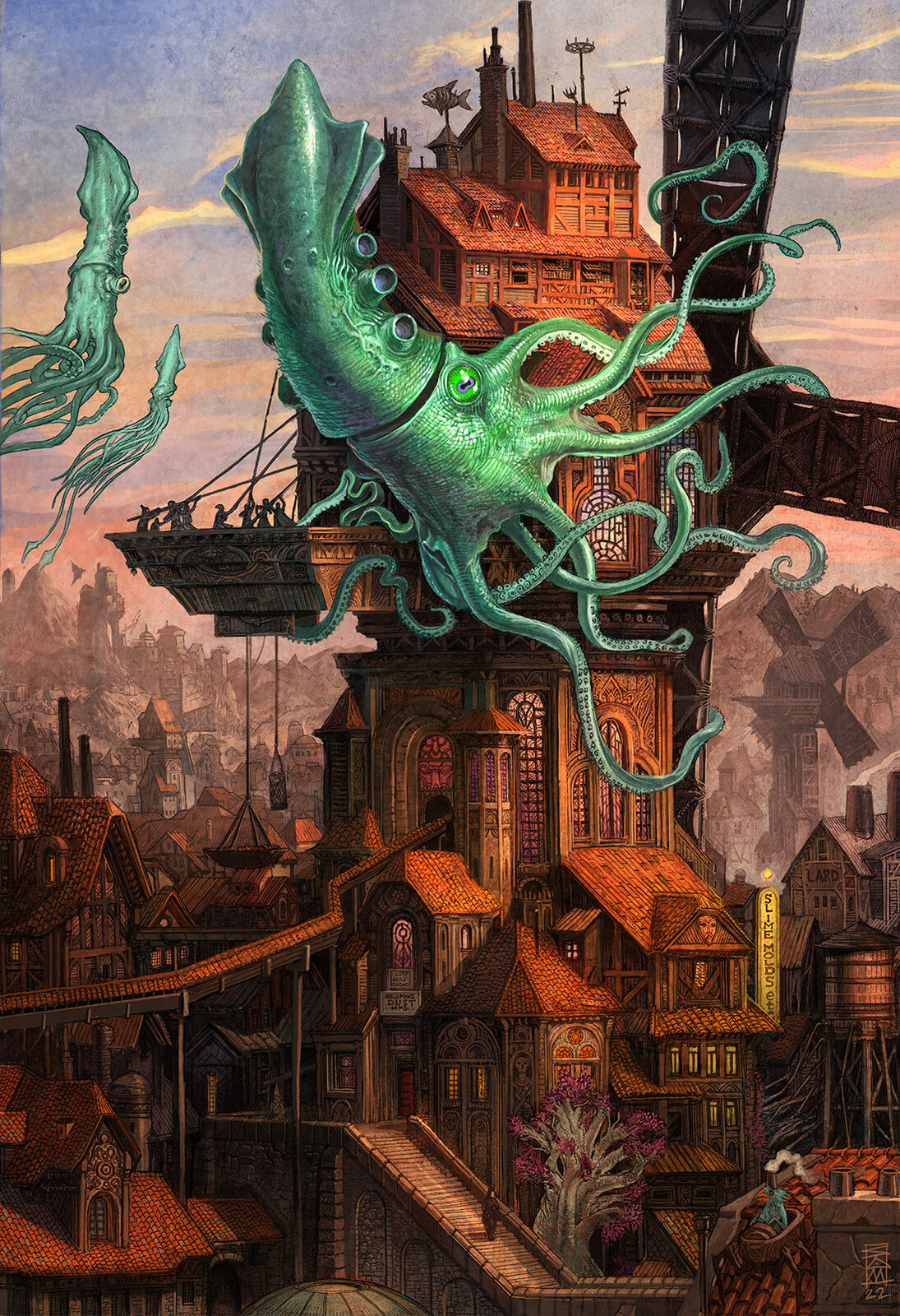 "The Trouble with Squid"  - Full color finished illustration