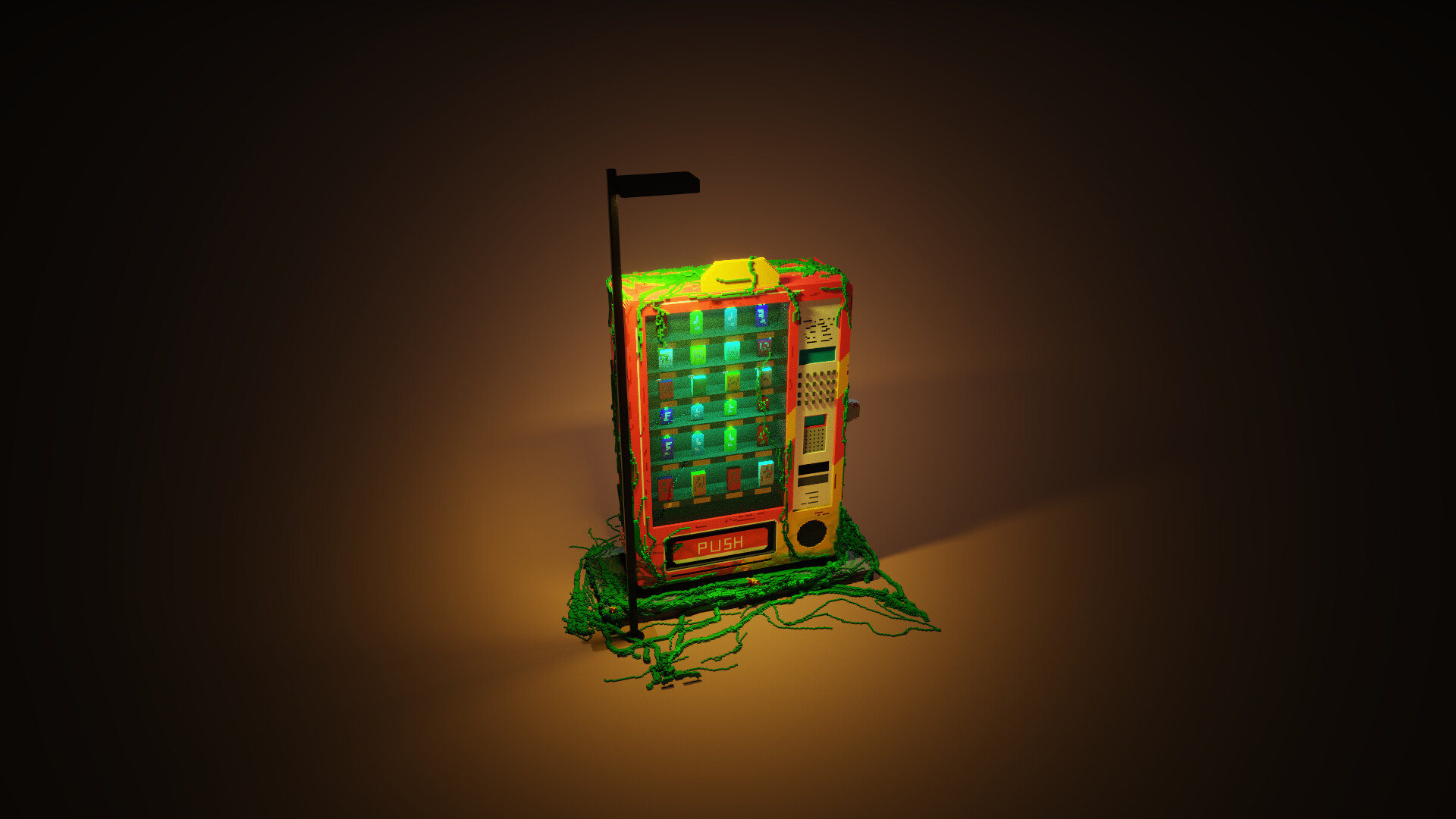 ArtStation Postapocalyptic Vending machine Voxel 3D pixel art