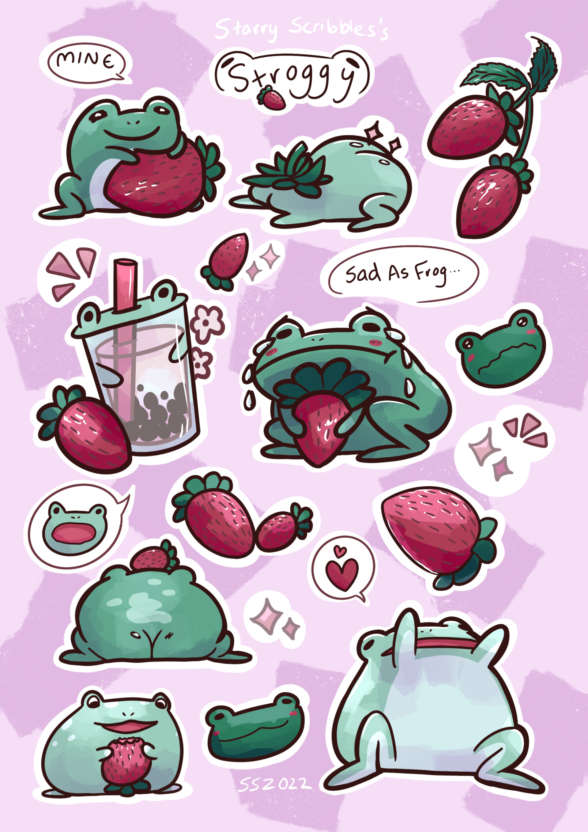 ArtStation Strawberry Frog Sticker sheet design