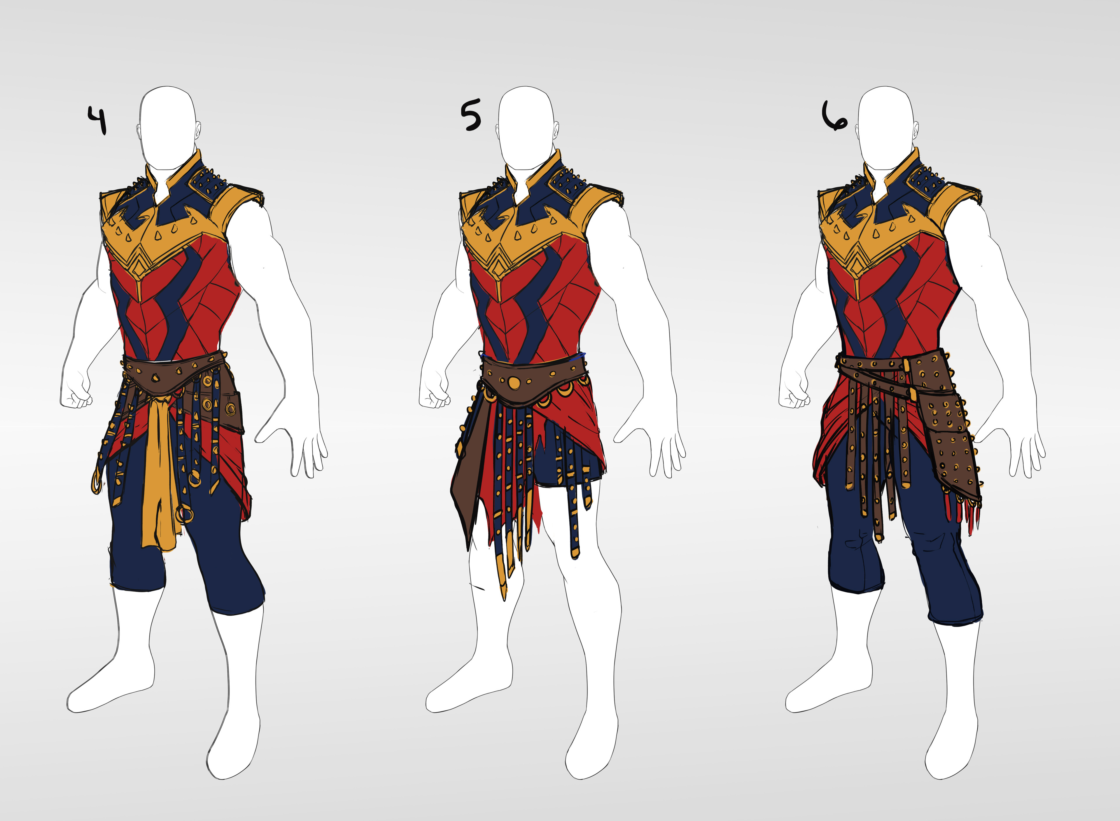 More ideas for the bottom piece but in the end we went with something extremely similar to the female version.