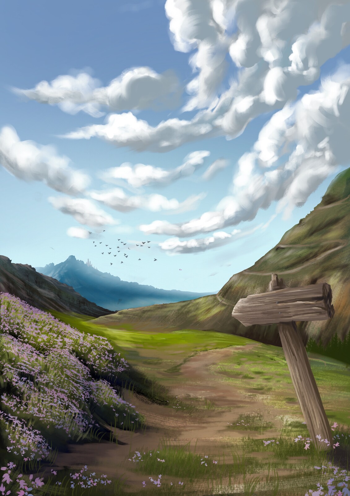 Valley environment painting