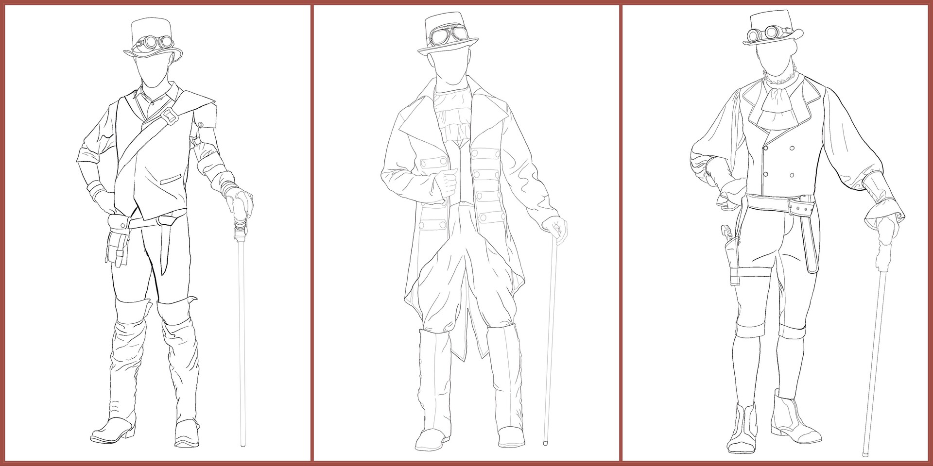 Steampunk clothing drawings on sale