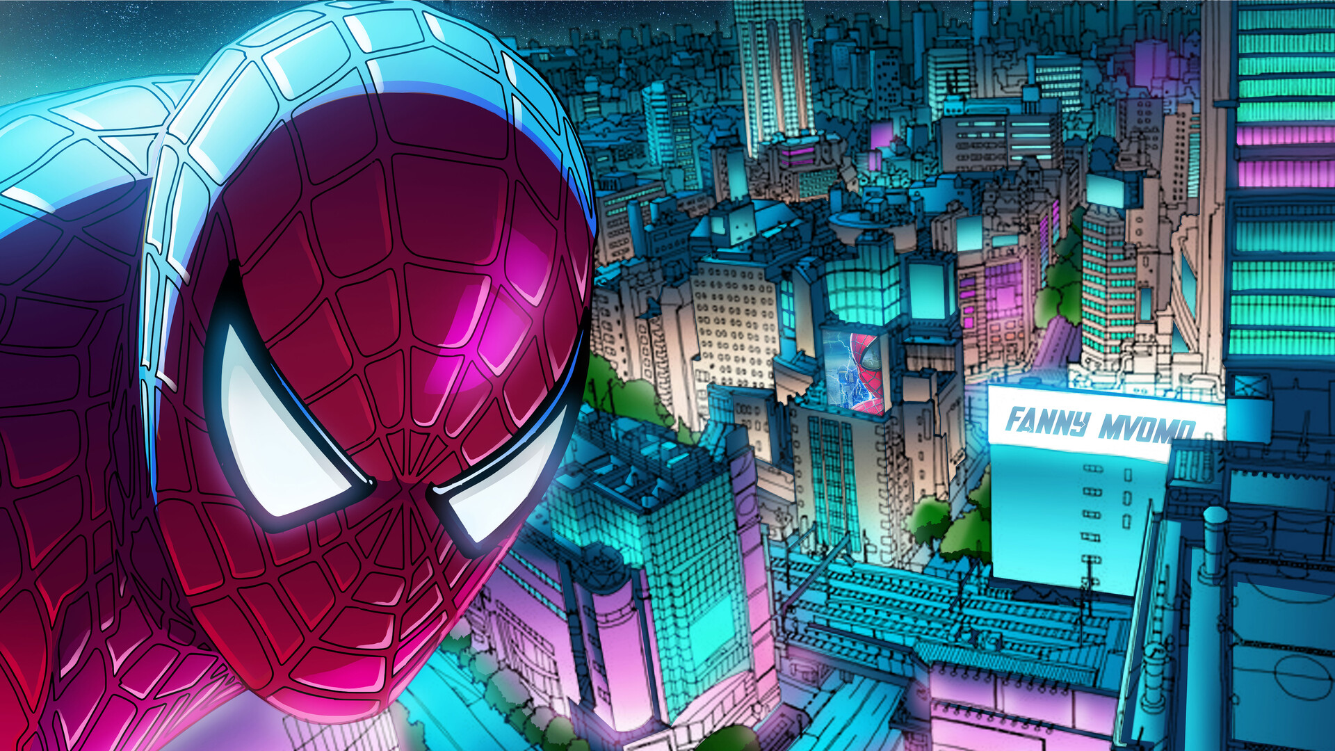 ArtStation - Spider Man Night Neon City