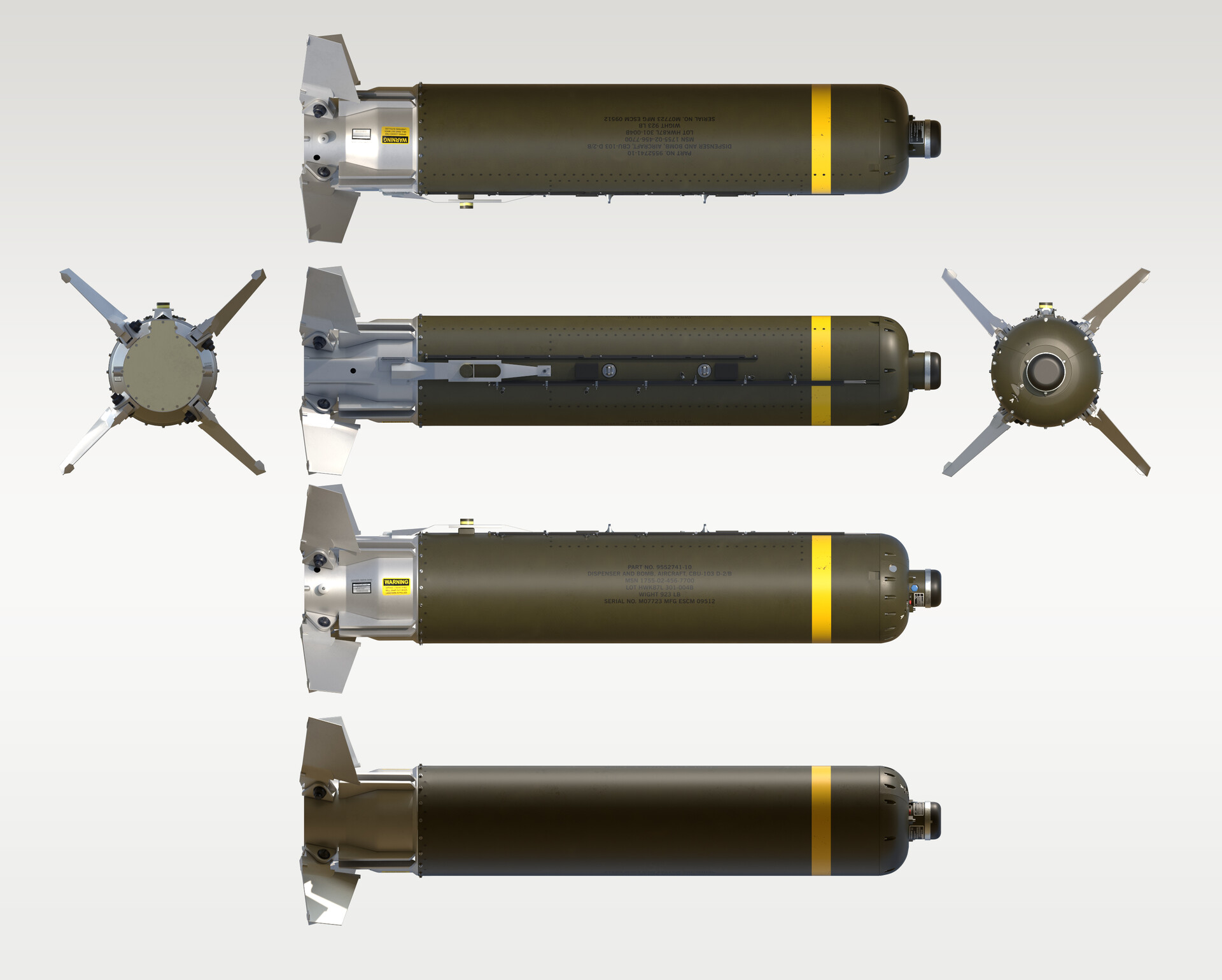 Denis Galayko CBU87 and CBU103 Combined Effects Munition 3D models