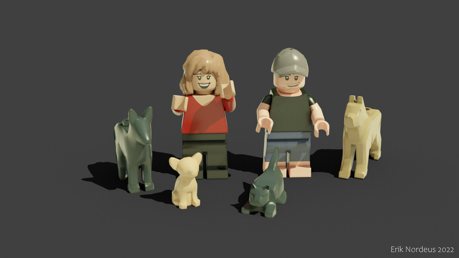 South African streamers LEGO minifigures and their four pets