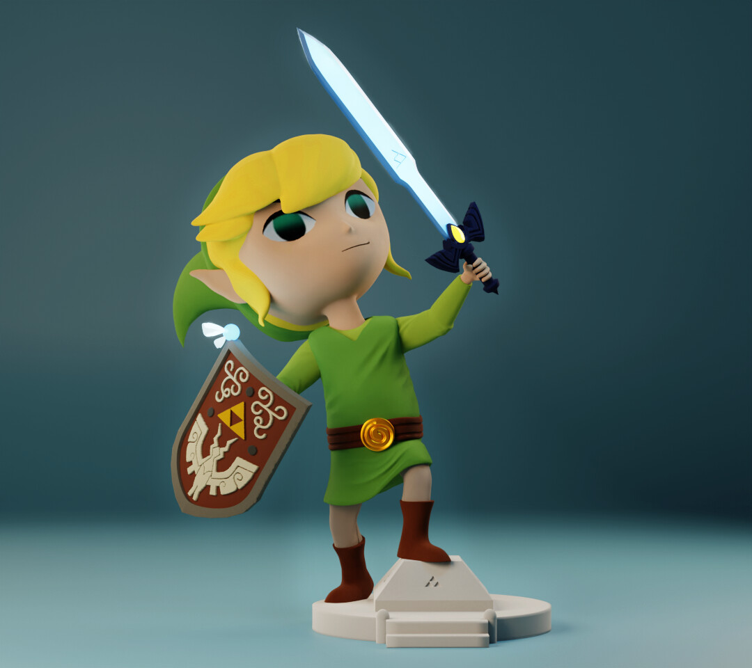 ArtStation Toon Link raising Master Sword