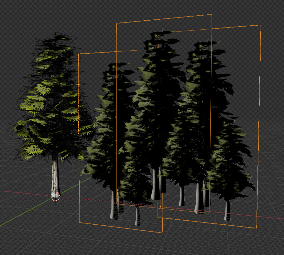 Tree model - made in Tree it - with its LOD mesh, made in blender by taking a render of the tree with the desired lighting