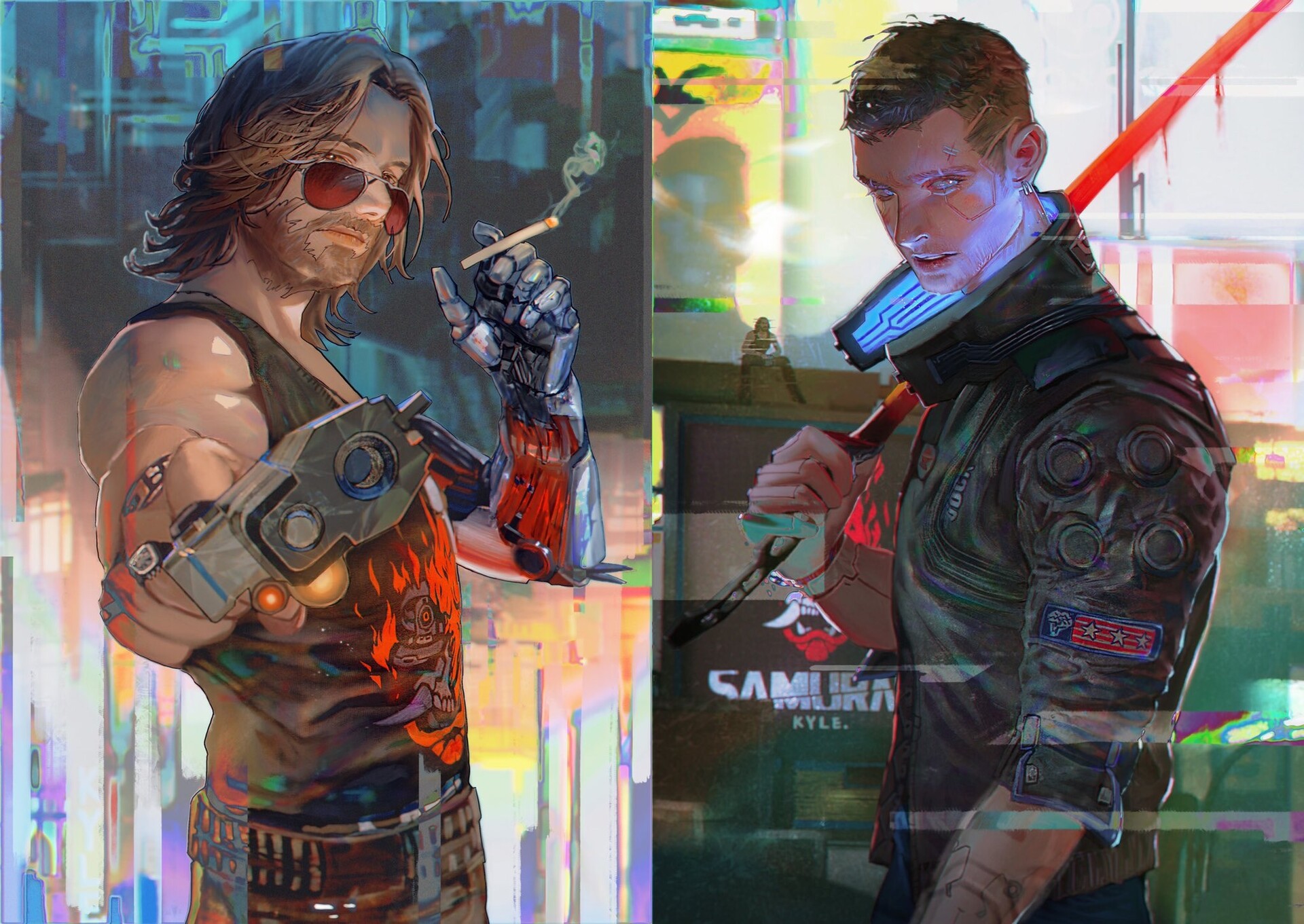 Cyberpunk 2077 v and Johnny
