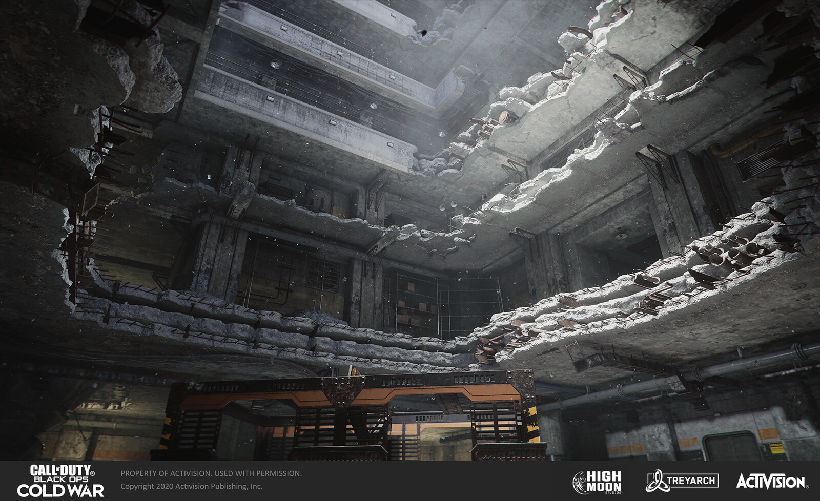 I used light from the sun (as well as further faked sunlight) to help light one side of the building and create a visual way to anchor the different player paths.