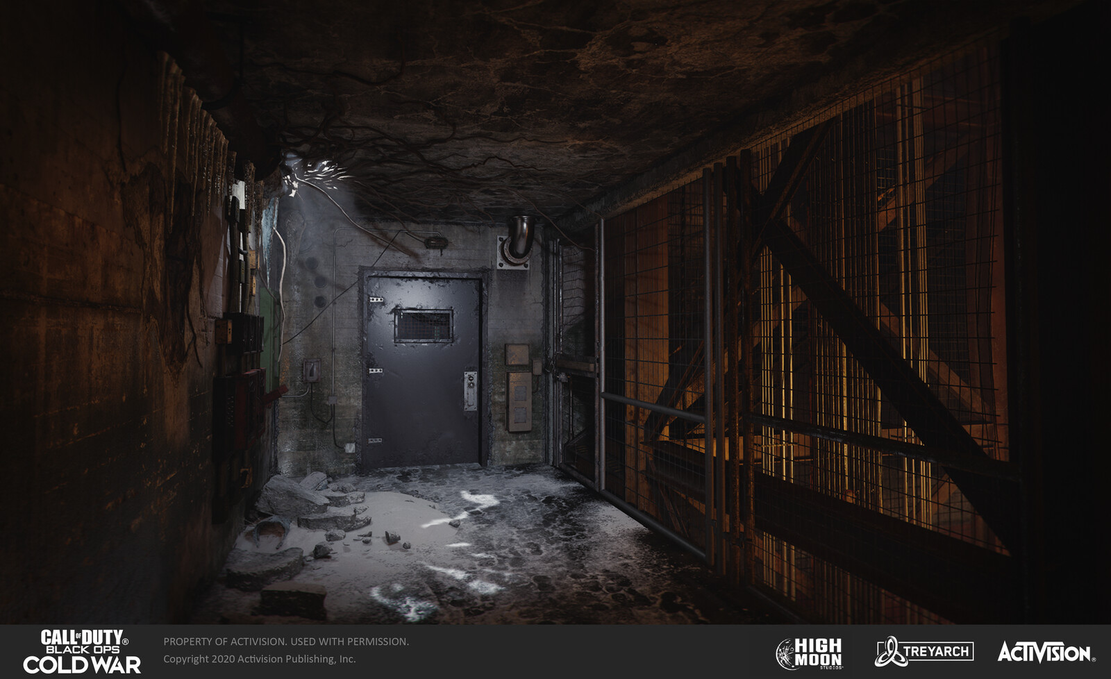 At the top of the elevator shaft, leading into the abandoned base.