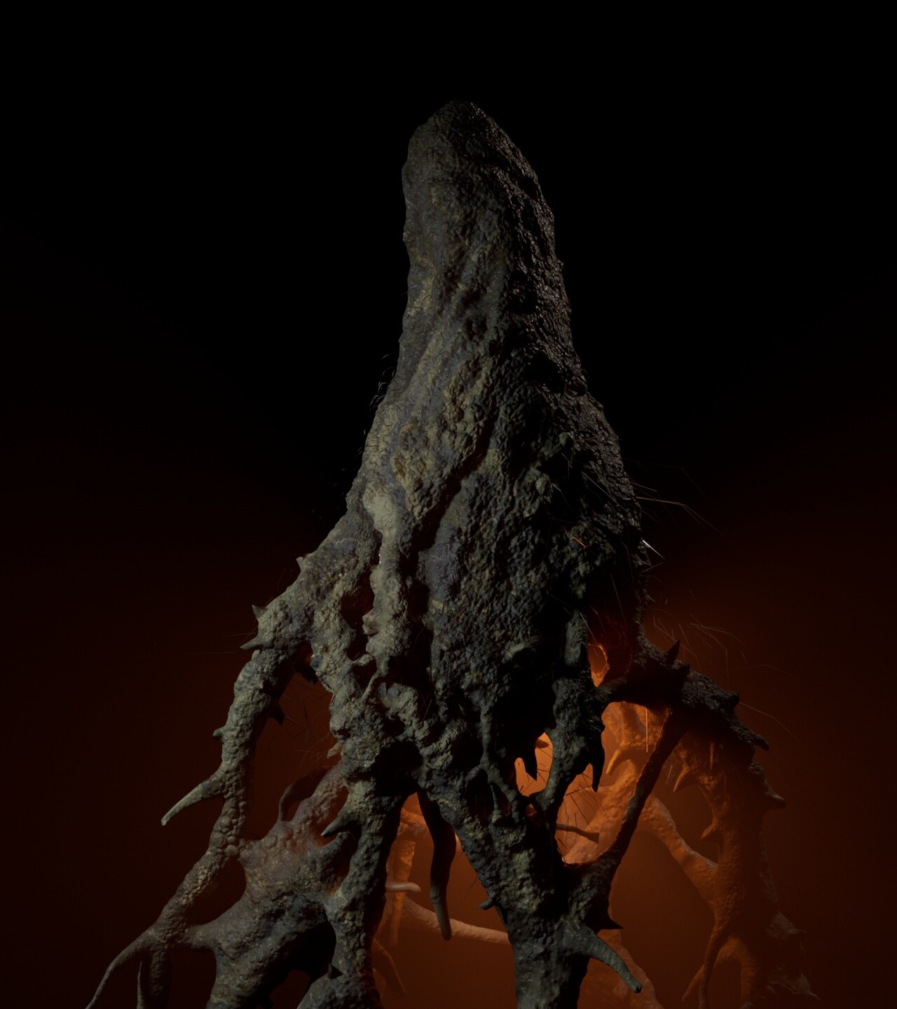 The initial concept of the stalagmites in Vecna's world.