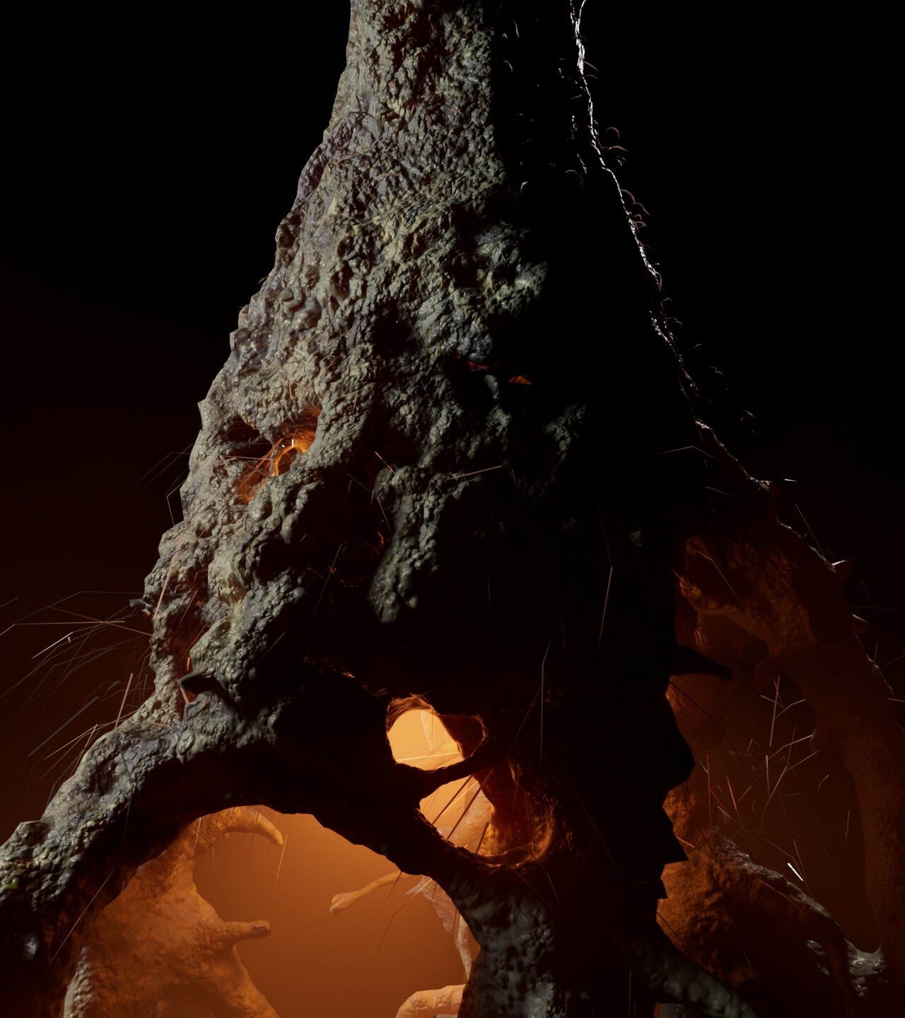 The initial concept of the stalagmites in Vecna's world.
