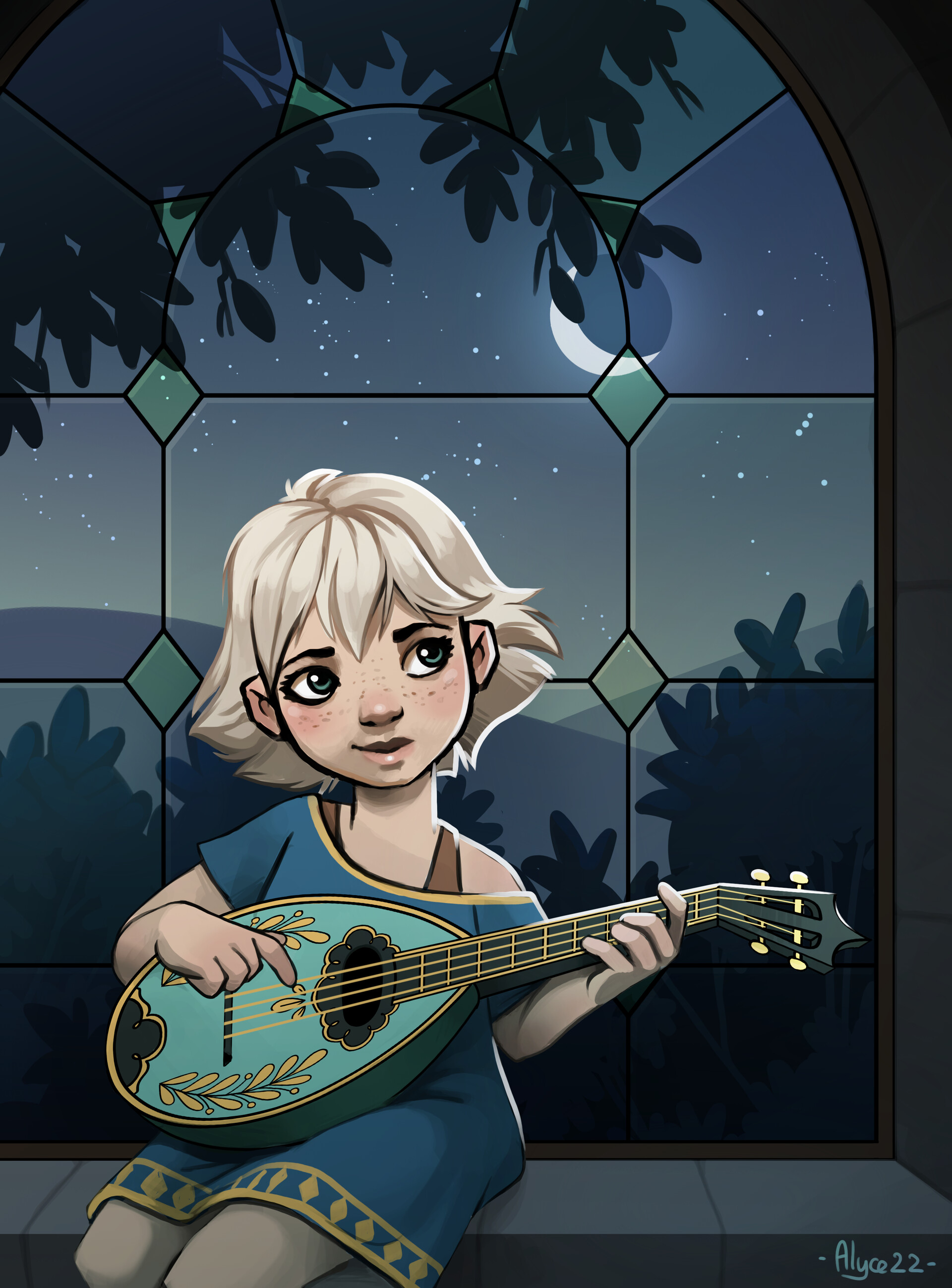 ArtStation Mandolin in the moonlight