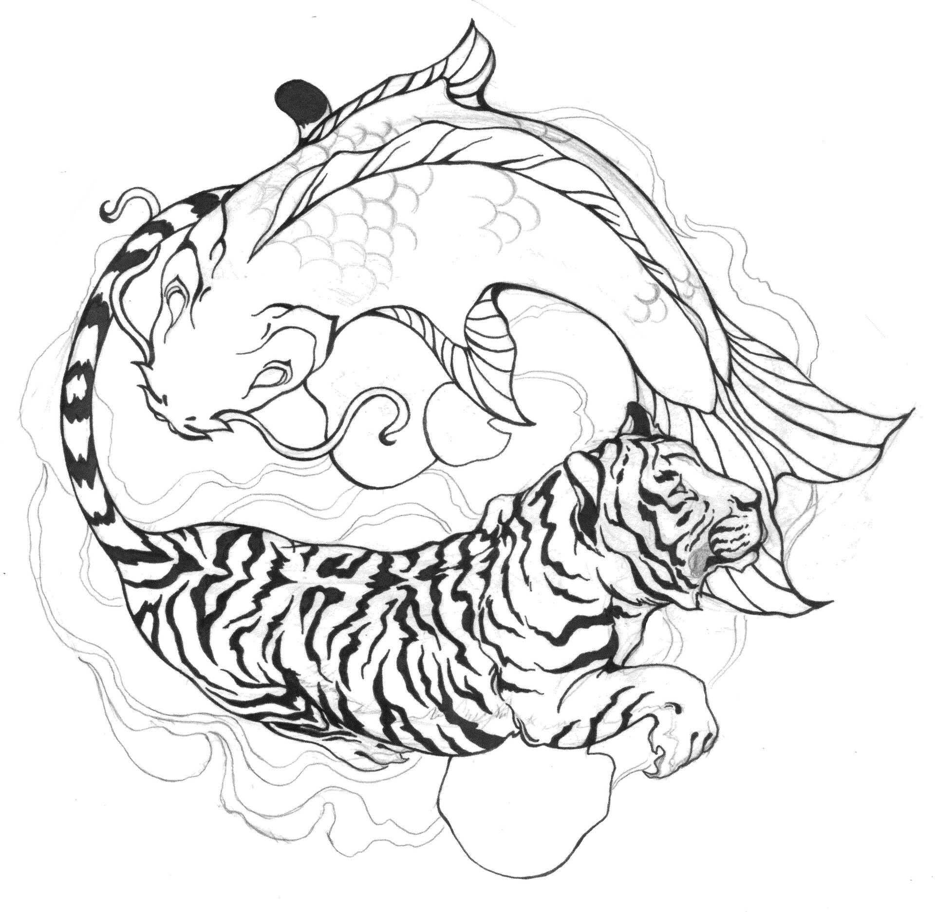 ArtStation - Tiger and Koi tattoo