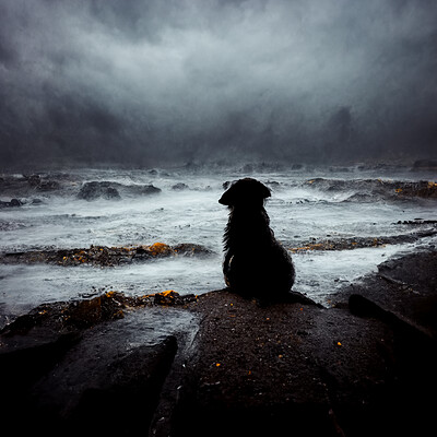 Patrik roy patrikroy dark stray dog sitting by the sea shore seen from beh 27c9c2ae 36cb 414c b85c ebe18e88c60b