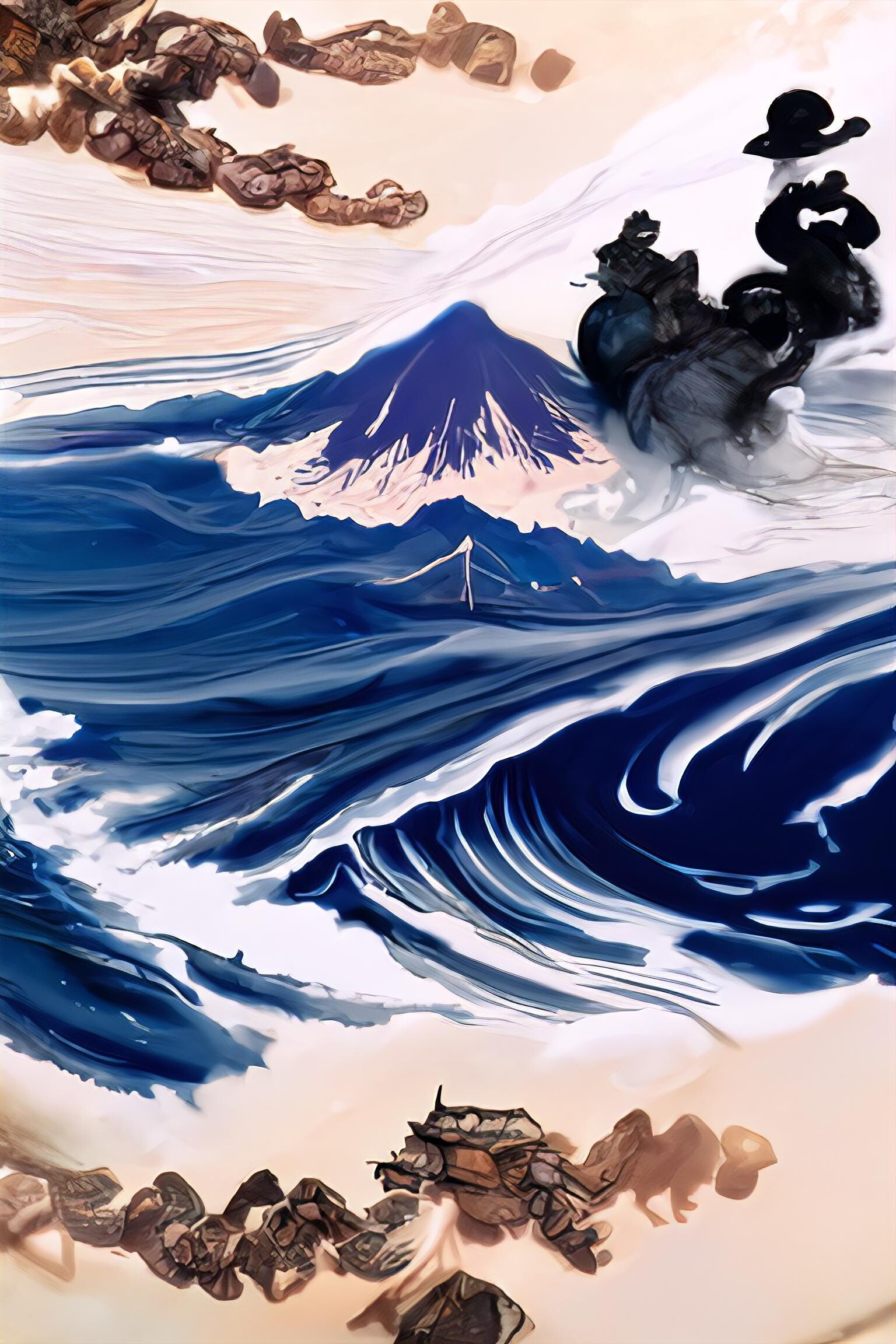 ArtStation - Waves and Fuji, in the style of Hokusai - Series 5
