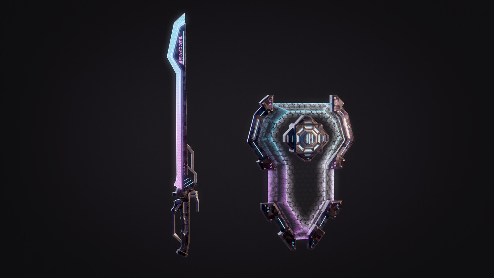 Cyberpunk Sword and Shield