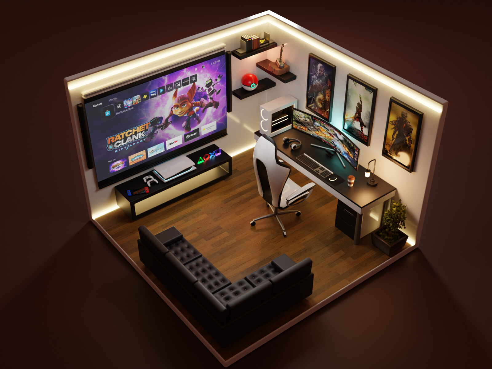 Studio PC  Gaming room setup, Room setup, Game room