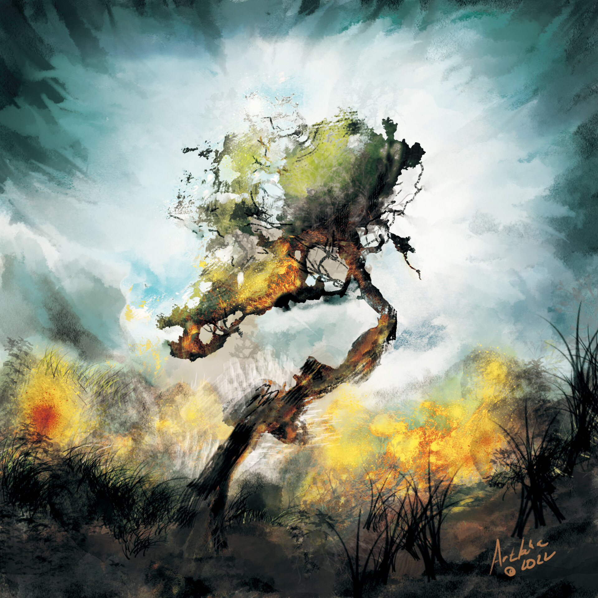 ArtStation Burning tree