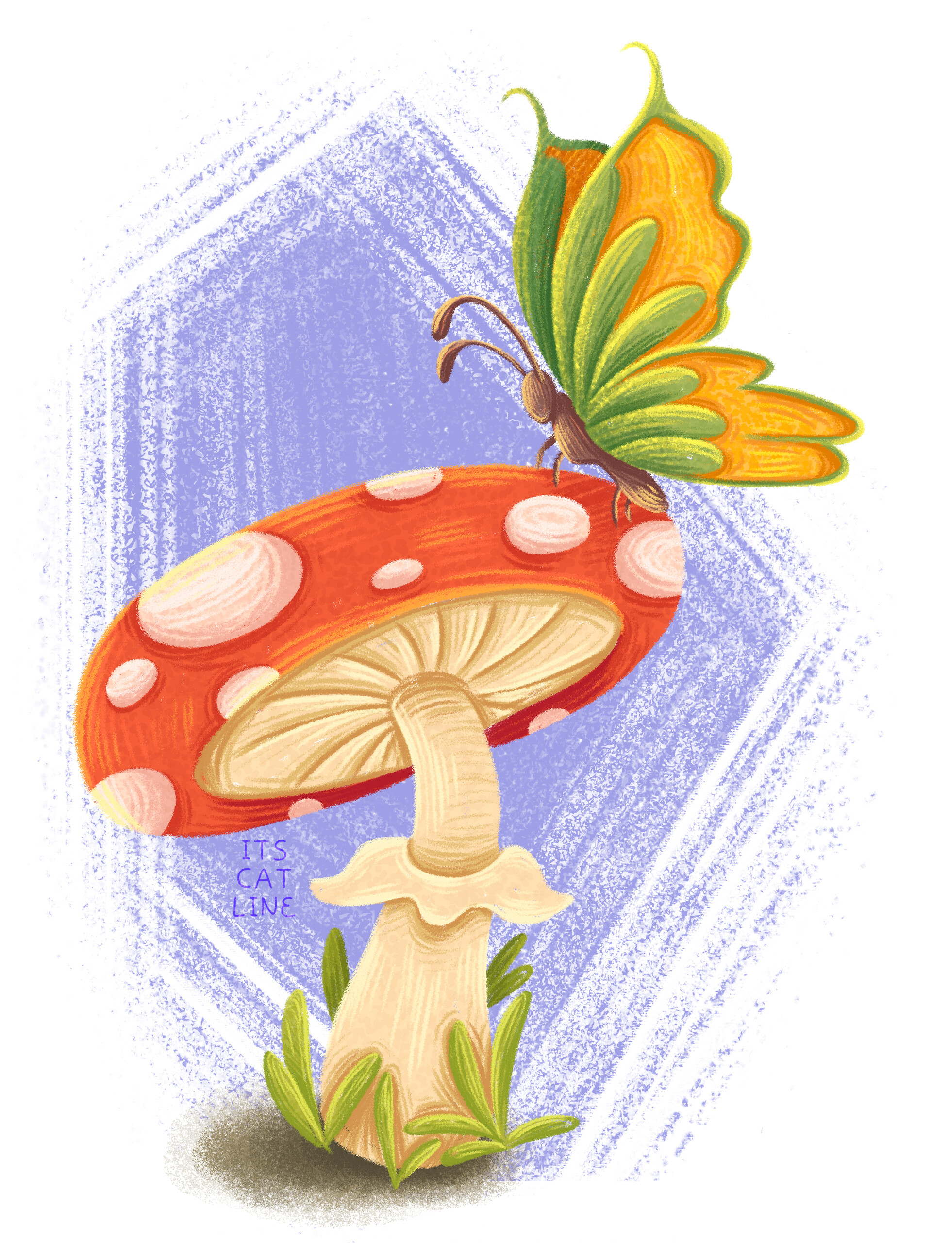 ArtStation Butterfly and mushroom
