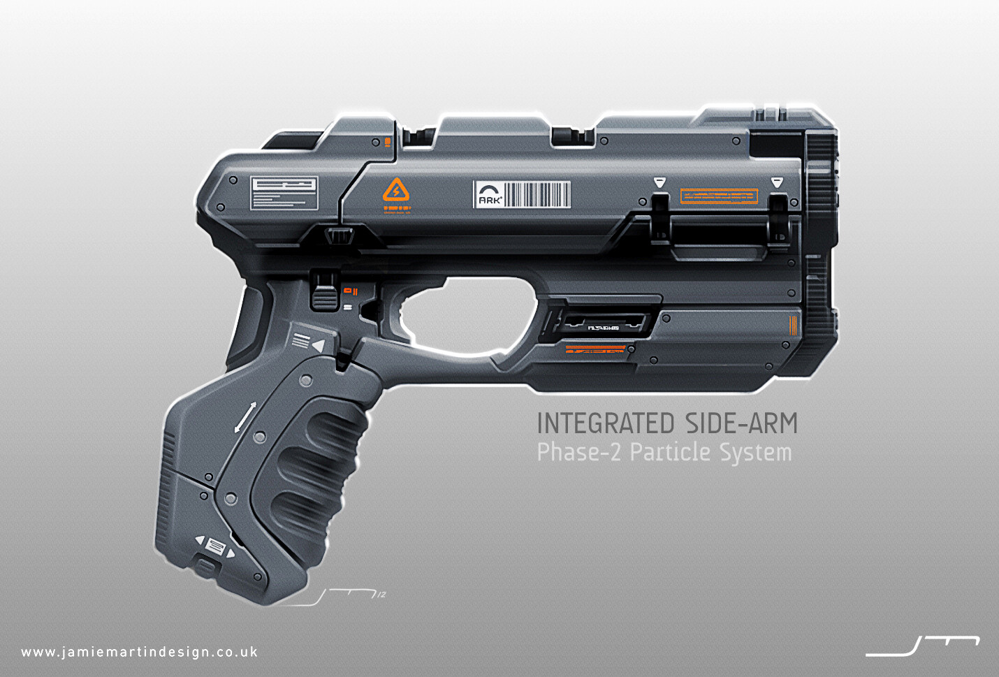 Jamie martin integrated sidearm scifi pistol gun concept art