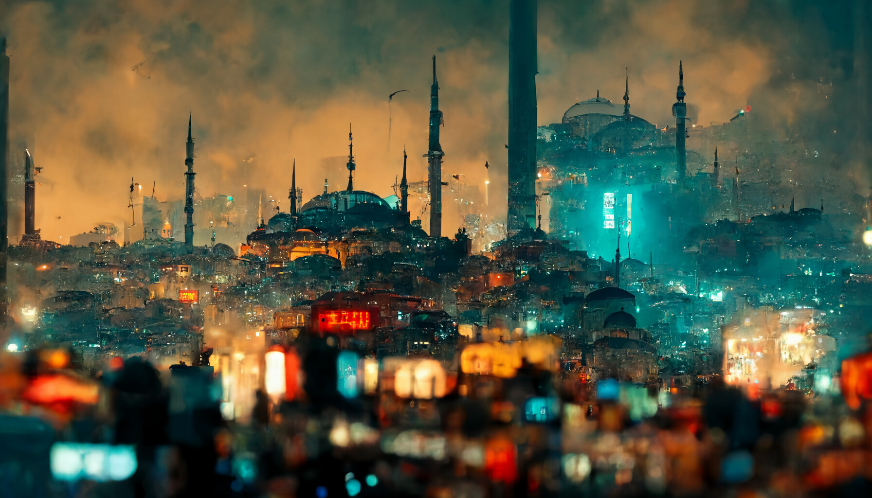 Artstation istanbul in a cyberpunk world