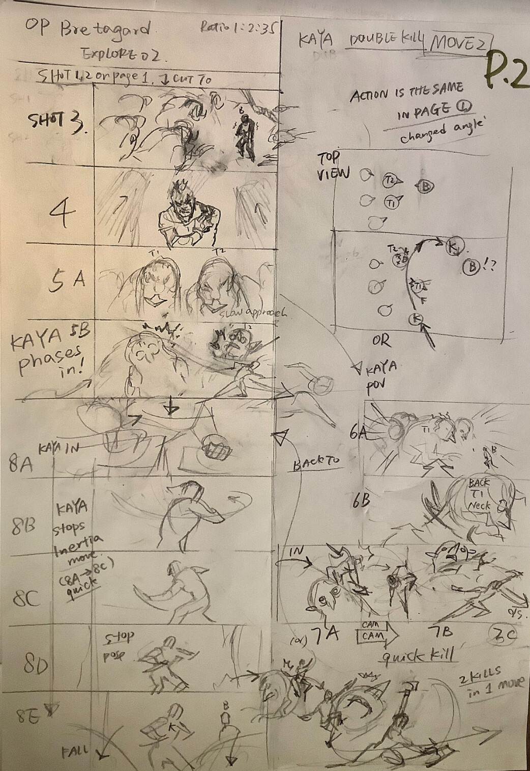 pre-production storyboards - shot plan