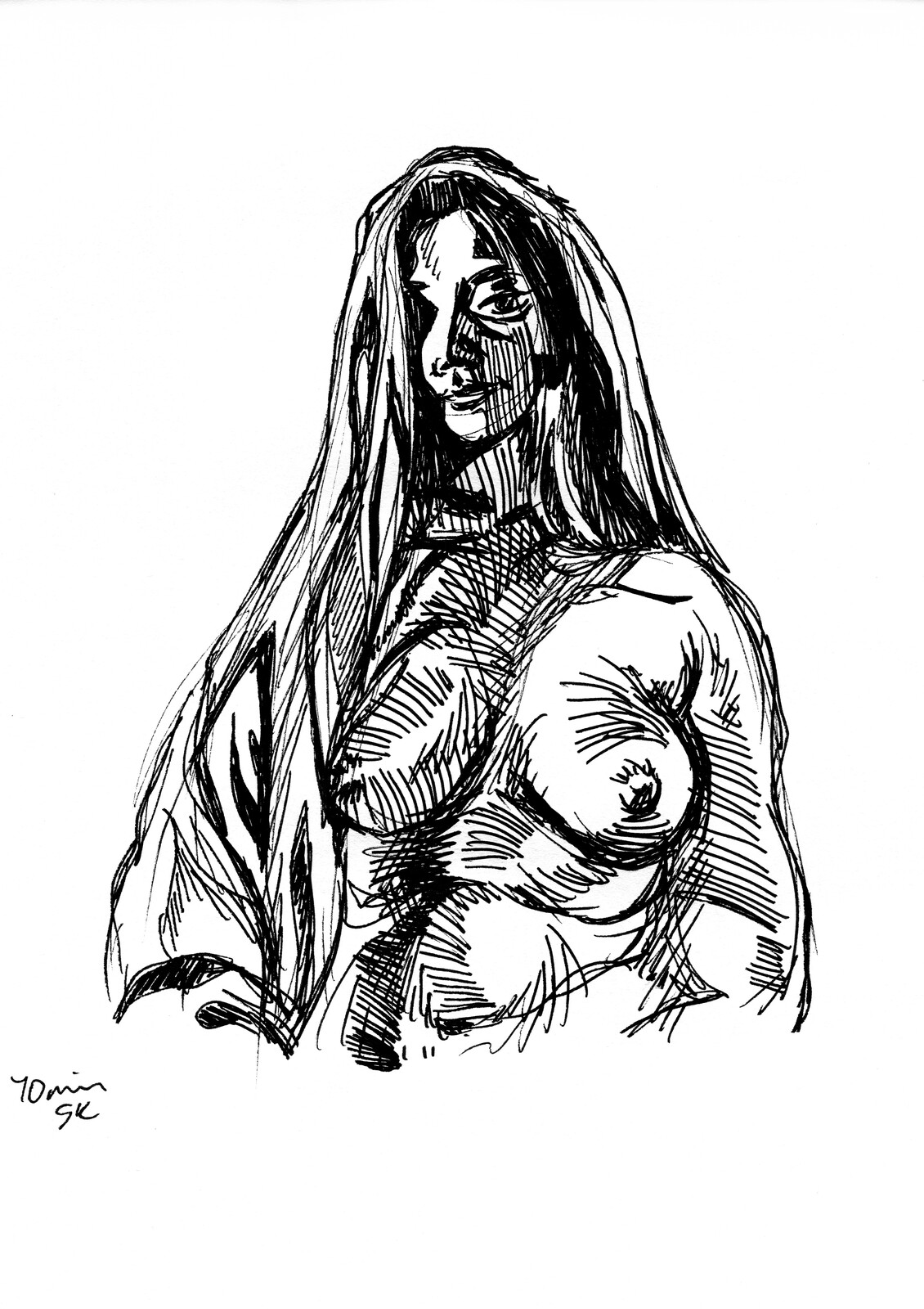 Lilian D'Mello, ink on paper.
