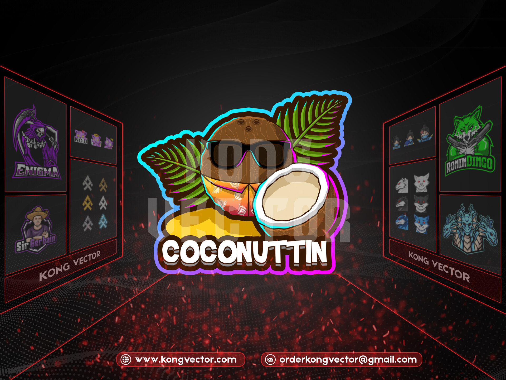 Kong vector coconut esport logo