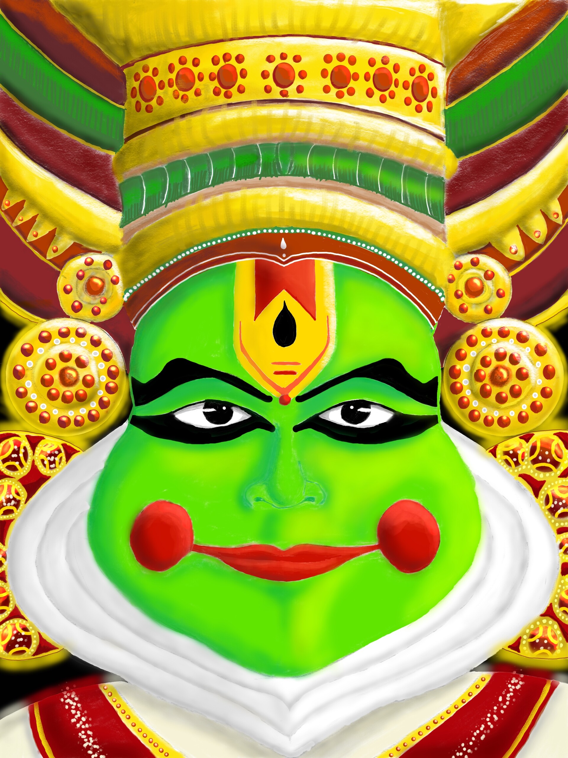 kathakali #howtodraw How to Draw Kathakali dancer face easy | Kathakali  face drawing step by step - YouTube | Kathakali face, Face drawing, Step by  step drawing