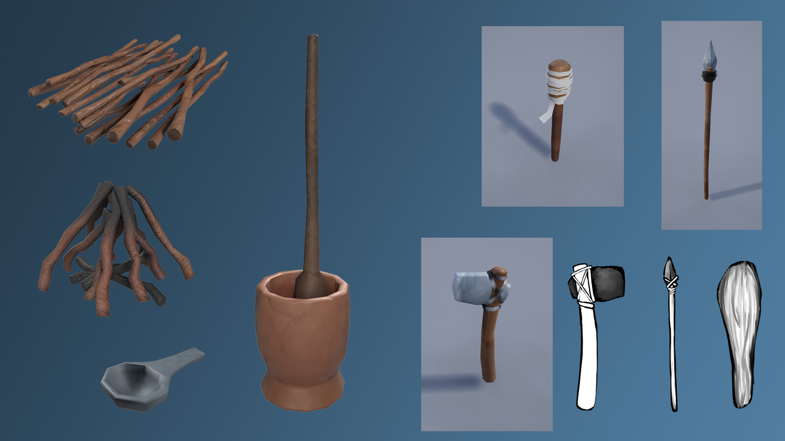 Couple of human props &amp; weapons