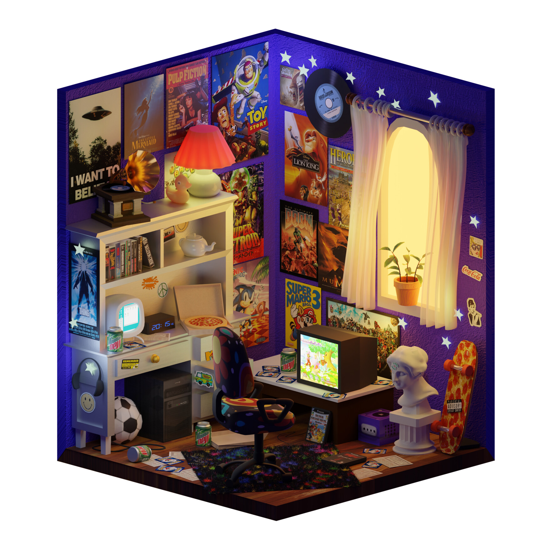 ArtStation - Isometric early 2000s Teen Room