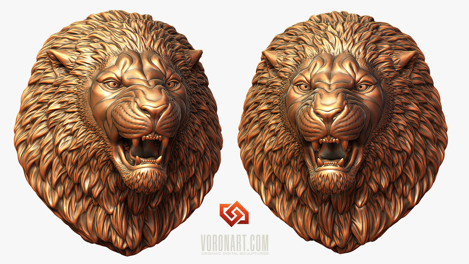Nikolay Vorobyov Angry lion head sculpture 3d model. Updated