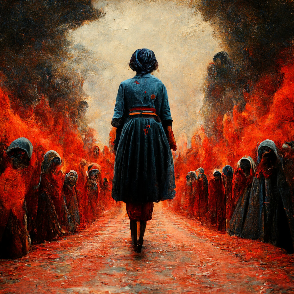 Artstation women walking towards hell