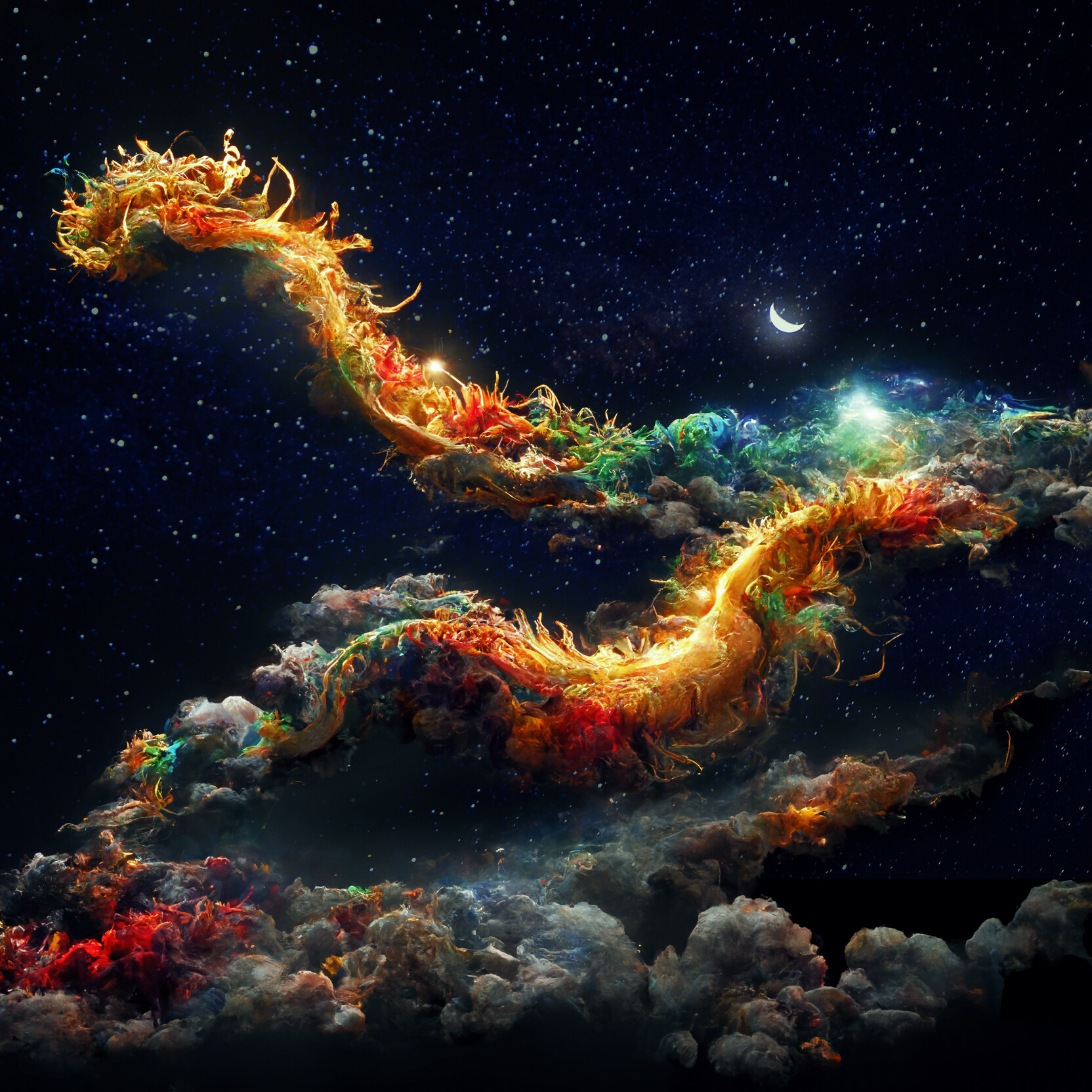 ArtStation - Flying Dragon around the universe