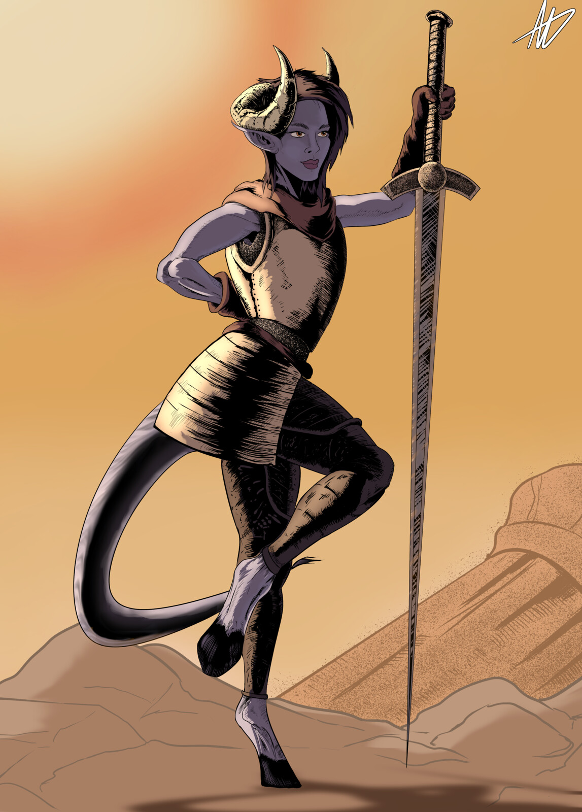 Monthly Python - Female Tiefling Paladin