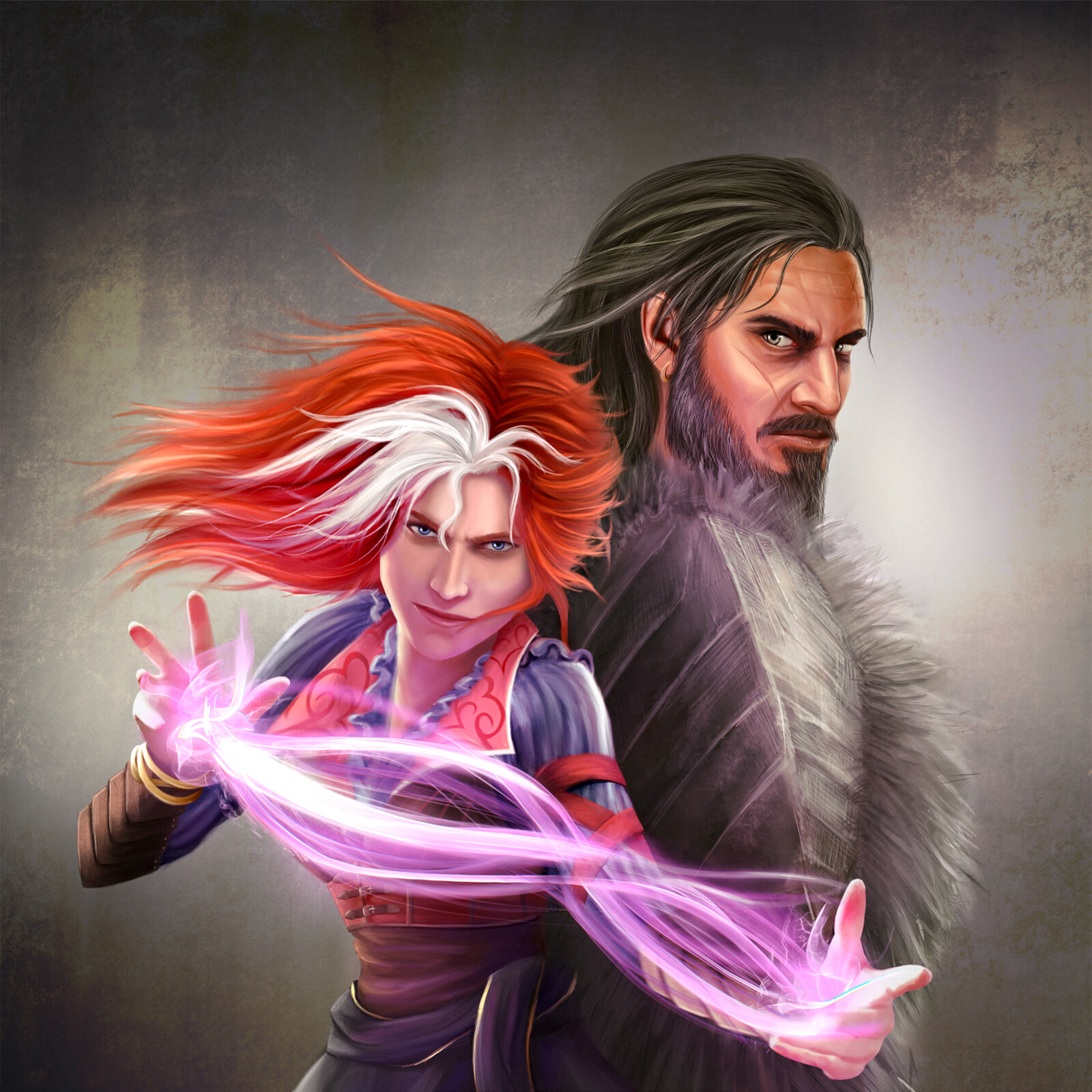 Illustration of characters Lhose &amp; Ifan from Divinity: Original Sin II