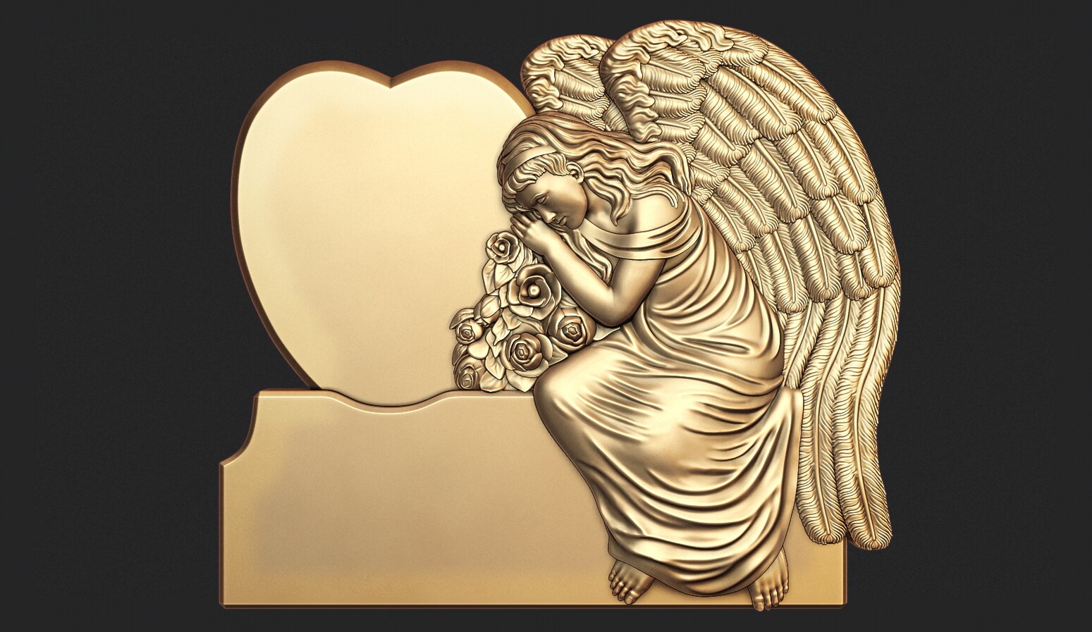 Angel Monument 3d gold material