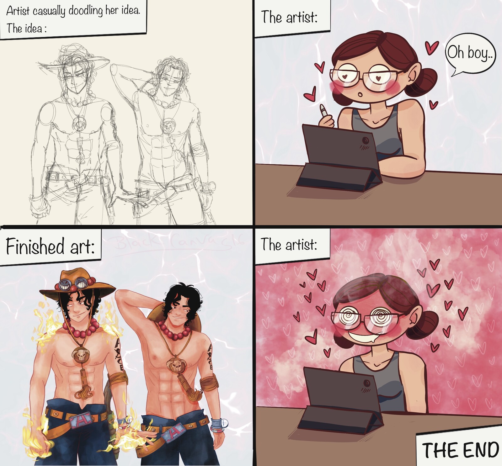 Black Canvas Ace fan art vs artist