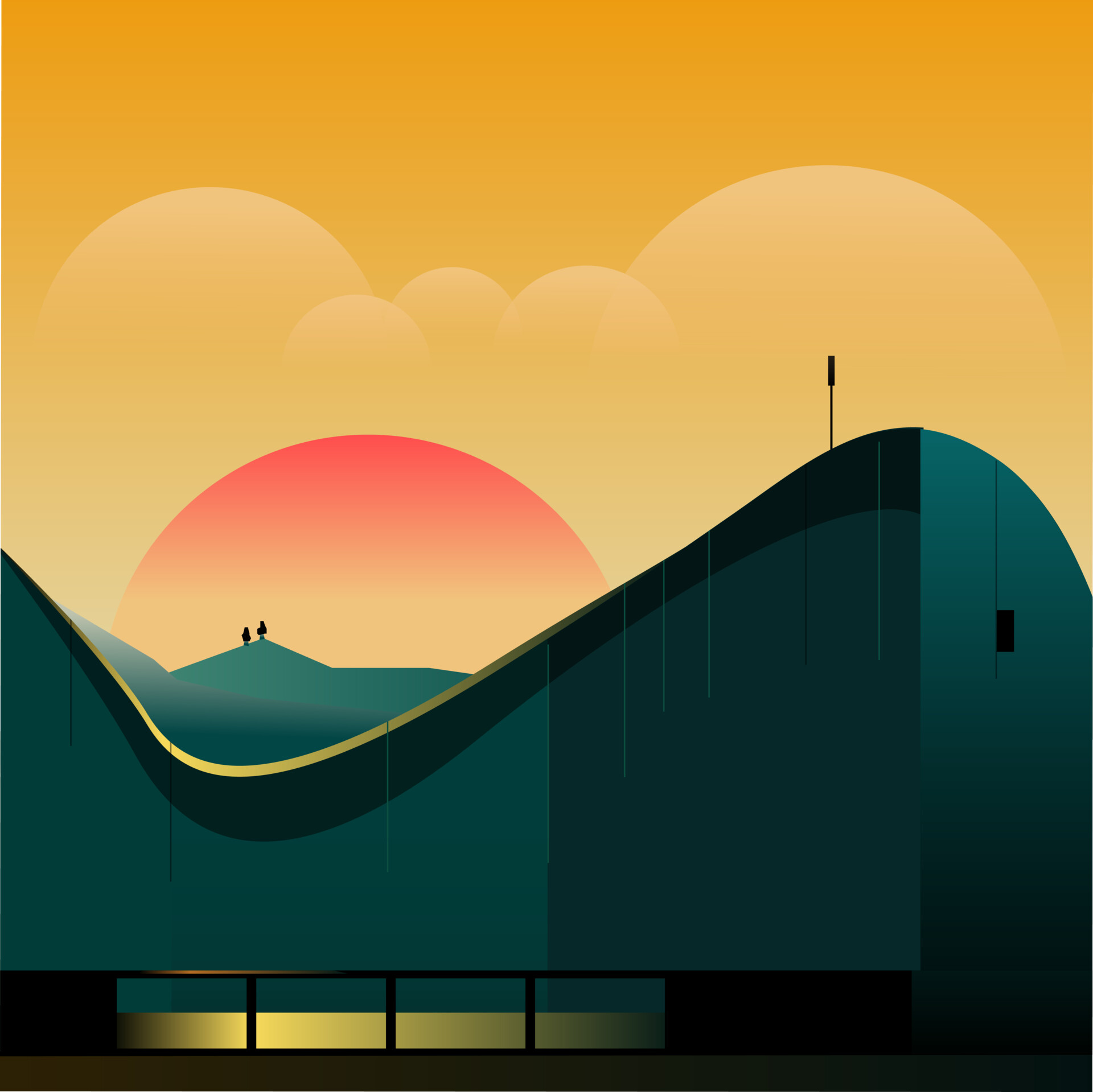 Artstation sunset landscape vector art