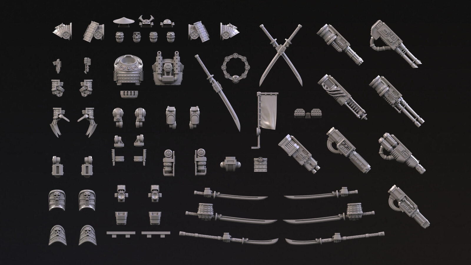 All parts of the Eternus Samurai Kit